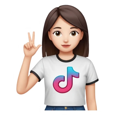 Girl with tiktok logo point upwards sticker