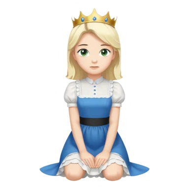 King, standig, black hair, blue eyes, garmont, and maid, blonde Hair, green eyes, white short sleveless dress, kneeling  sticker
