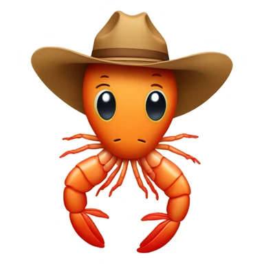Shrimp with a cowboy hat sticker