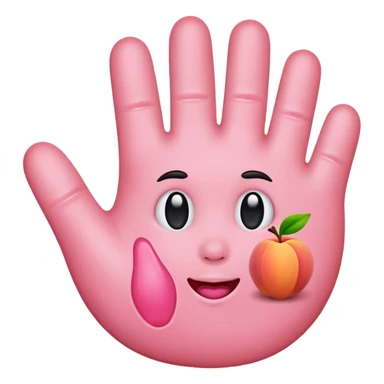 Peach emoji with handprint sticker