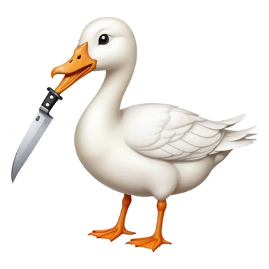 white goose with an angry expression holding a knife in its beak sticker