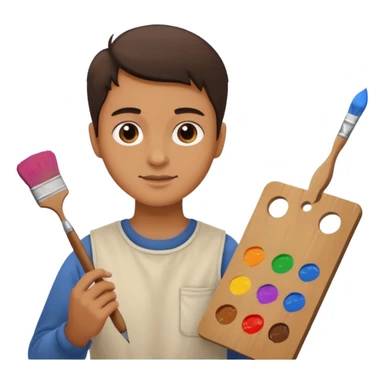 person restoring old painting. sticker