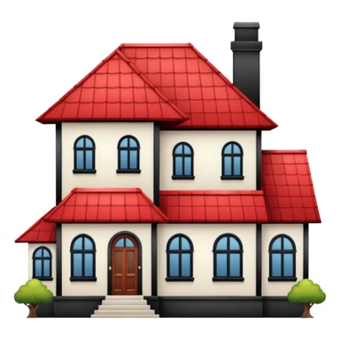 a house with Tall crooked building with red roof.

 sticker