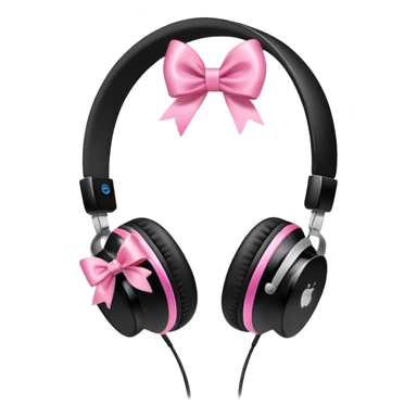 black apple headphones with pink bow on sides sticker
