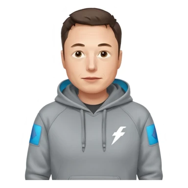 elon musk in gray hoodie full height sticker