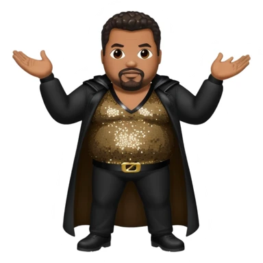 Fatman Scoop with dark brown hair, black sequin outfit sticker