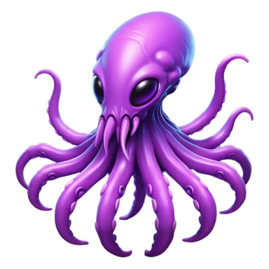 Clash of Clans aesthetic: Cinematic Playful Zerg Alien Emoji, rendered in a 3D vector-style similar to standard emojis with minimal shading and bold, simplified shapes. A compact, isometric, otherworldly creature with insectoid, organic details and subtle, eerie tentacles, softly glowing with a sinister alien charm. Simplified yet unmistakably iconic, highly detailed and consistent, glowing with a soft, spectral radiance and high shine. Stylized with a touch of bio-engineered mischief and a soft glowing outline, capturing the essence of a fearsome extraterrestrial menace with a playful twist! sticker