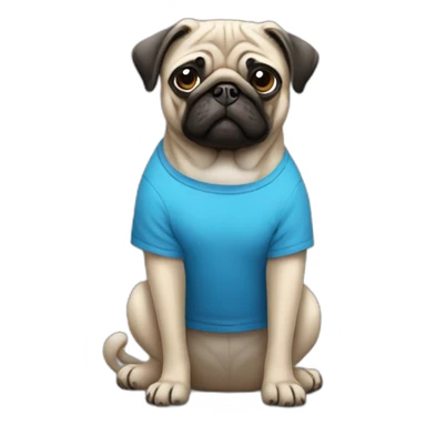 pug wearing a t-shirt sticker