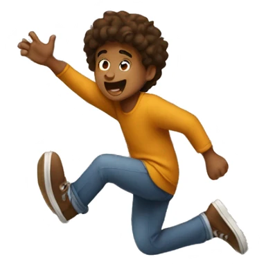 Brown boy hopping over a huge wall sticker