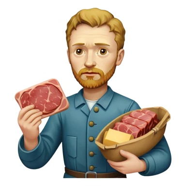 portrait of van gogh with spam meat sticker