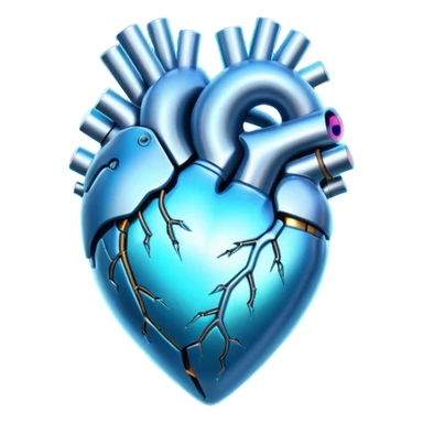 Blue and Cyan glowing holographic cyberpunk heart  sticker