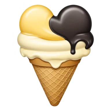 Half yellow and half black heart icecream sticker