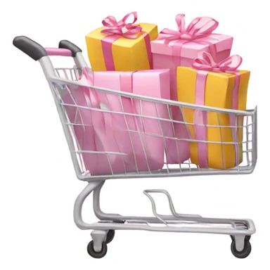 shopping cart full of light pink gift bags sticker