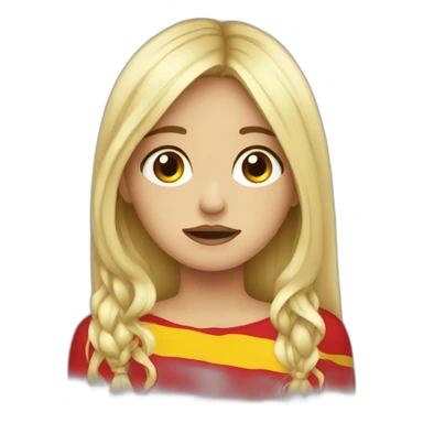 Crying blond girl with Spanish flag sticker