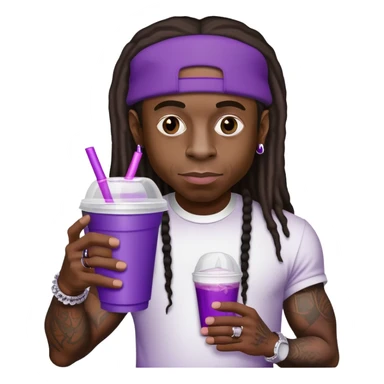 lil wayne holding a double styrofoam cup with purple drink inside sticker