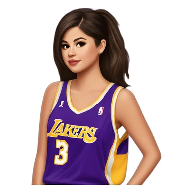 selena gomez with lakers jersey sticker