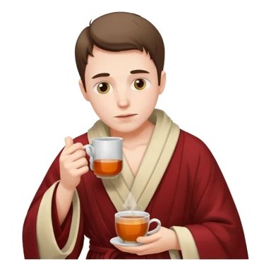 sick man drinking hot drink sticker