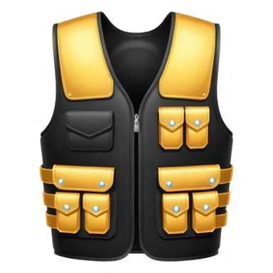 all-black bulletproof vest, sparkling highlights sticker
