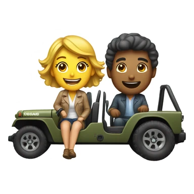 A man and a woman driving a jeep sticker
