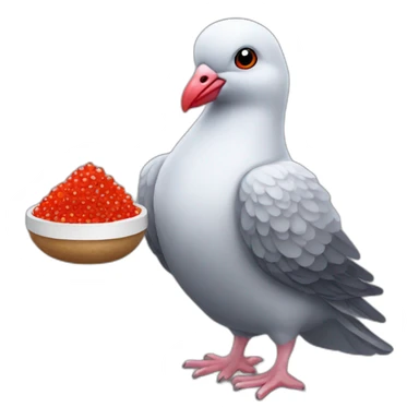 pidgeon holding red caviar in hand sticker