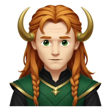 Loki, Mischief God from Norse Mythology with long reddish blonde hair, dark green and black outfit sticker