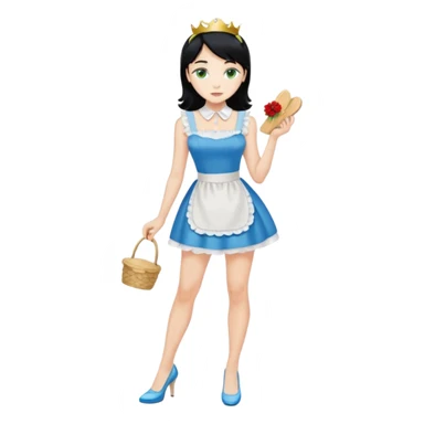 King, black hair, body, legst, blue eyes, shoes, maid blonde hair, green eyes, sexy white short sleveless dress, shoes sticker