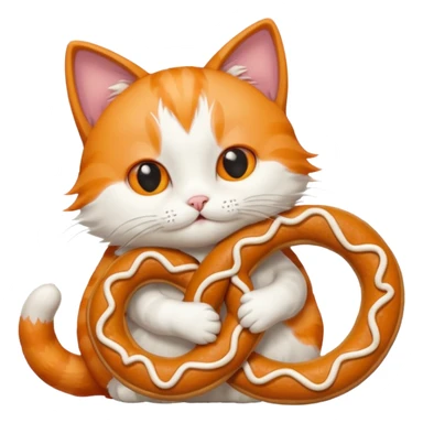 Hugging cat with pretzel sticker