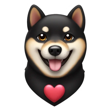 black Shiba inu smiling face with hearts sticker