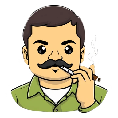 El Chapo drug lord with mustache smoking marijuana sticker