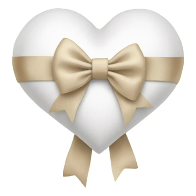 white heart with beige satin bow sticker