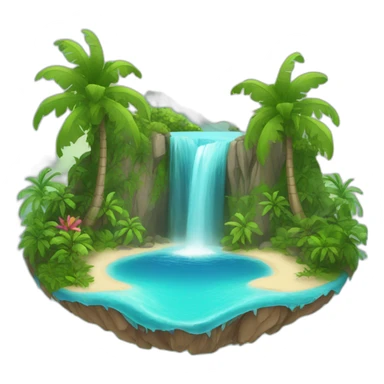 paradise island with a water fall sticker