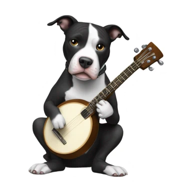 Black and white Pitbull playing banjo sticker