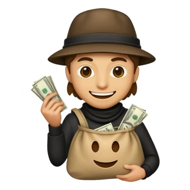 Robber emoji holding a bag of money sticker