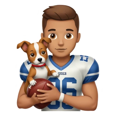 American Football Spieler with a dog in his hands sticker