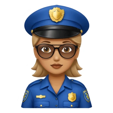 woman police with hair style and hats and sun glasses sticker