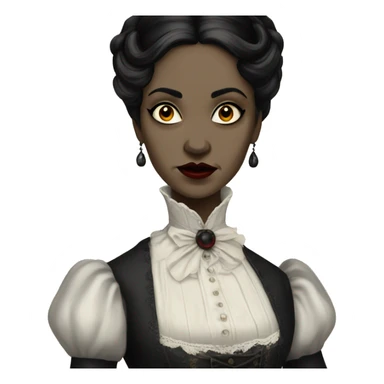 Victorian era vampire woman with black hair sticker