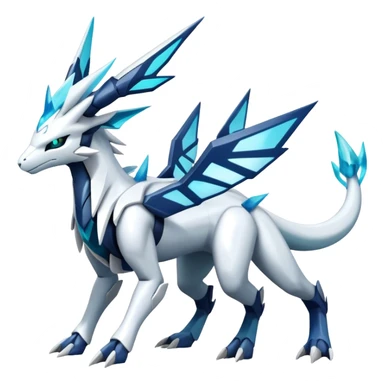 Futuristic Kyurem-reshiram-Glaceon-dialga-suicune-hybrid, full body sticker