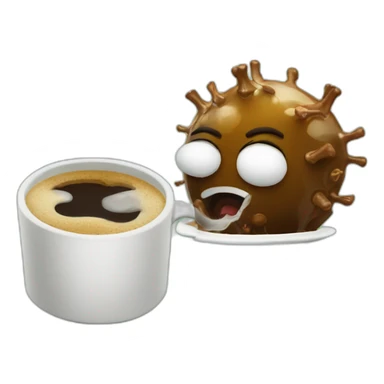 sleepy corona virus drinking coffee sticker
