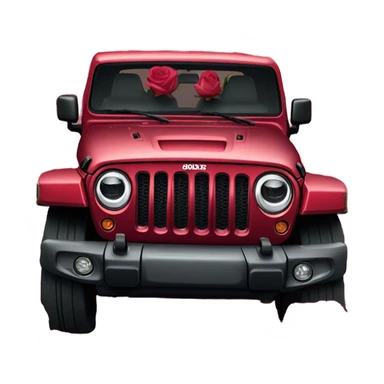 Realistic Red Jeep Gladiator with the truck bed full of different shades of red and pink roses. sticker