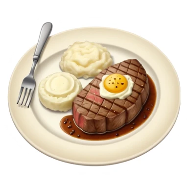 Make plate and fork on the left and knife on the right. And a cooked steak with mash potatoes o the side sticker