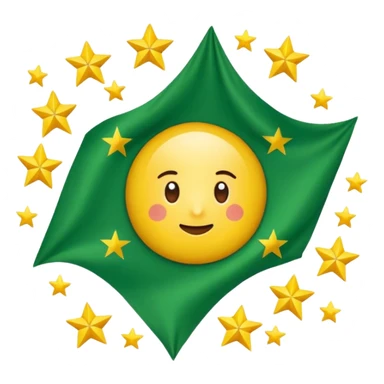 Bandera verde con 8 estrellas amarillas en el centro forando un circulo sticker