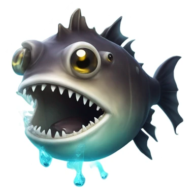 Anglerfish with glowing lure, sharp teeth, and big eyes. sticker