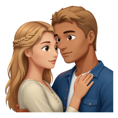 Elegant girl and man hugging together in Montenegro sunset light-brownish hair  looking into each others eyes true love delicate chaste  sticker