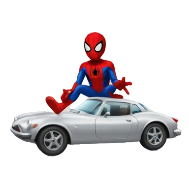 Spider man with a car sticker