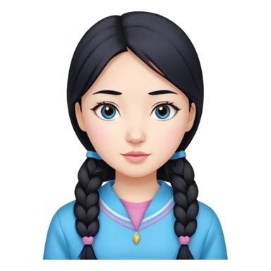 Clean Kazakh girl (middle black hair) with pink/white&blue things (beauty & fashion)  sticker