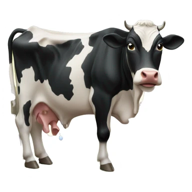 black cow pumping milk sticker