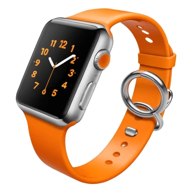 a orange apple watch with fitness rings in the style of an ios emoji  sticker