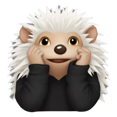 hedgehog facepalm in black longsleeve  sticker