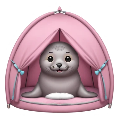 Seal in a light pink tent  sticker