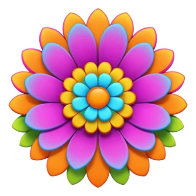 3D, psychedelic colored hippie style flower  sticker